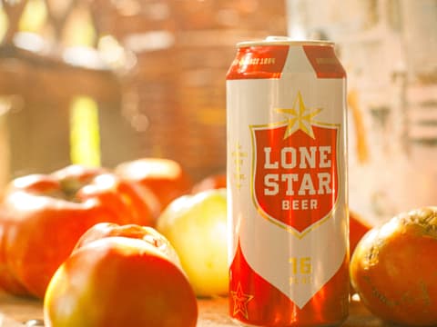 A cold can of beer from the walk-in beer cave at Monarch Liquor Lakeway